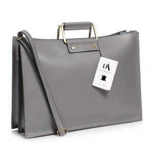 Servieta dama din piele naturala DiAmanti Monza Grigio